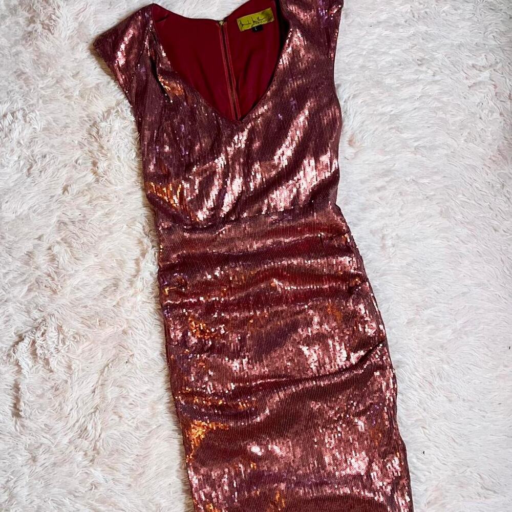 Burgundy Red Sequin Glam McBling Fairy Sparkle Celestial Whimsygoth Mini Dress